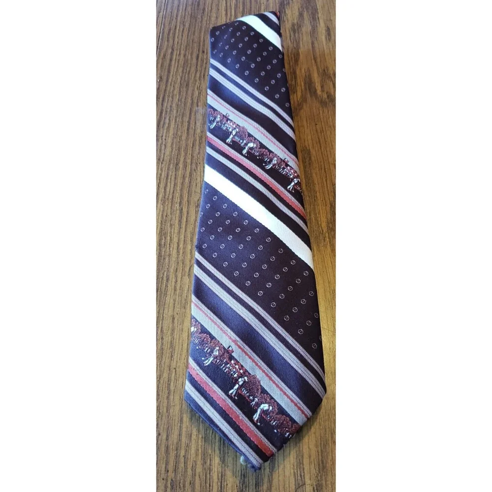 Richwood Collection Vintage Retro Classic Brown Red White Striped Necktie Tie